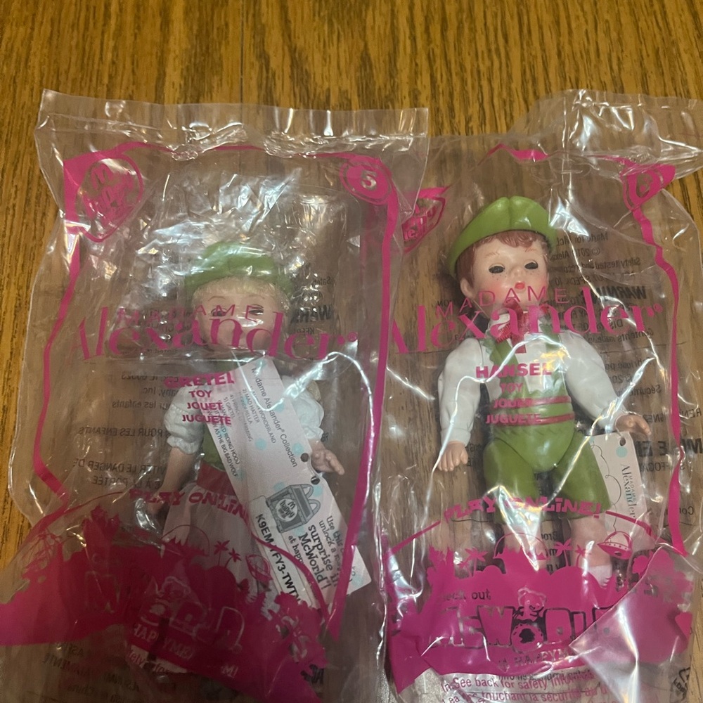 Madame Alexander Hanzel and Gretel Dolls- new in packaging. McDonald’s happy 😃